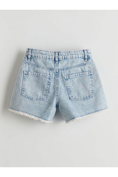 LC Waikiki Girl's Jean Shorts with Adjustable Elastic Waist