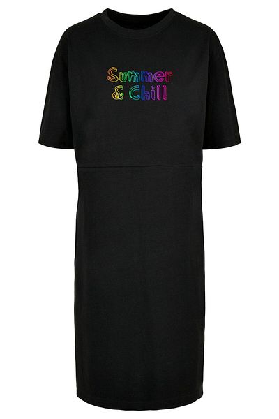 Merchcode Damen Ladies Summer And Chill Rainbow Oversized Slit Tee Dress