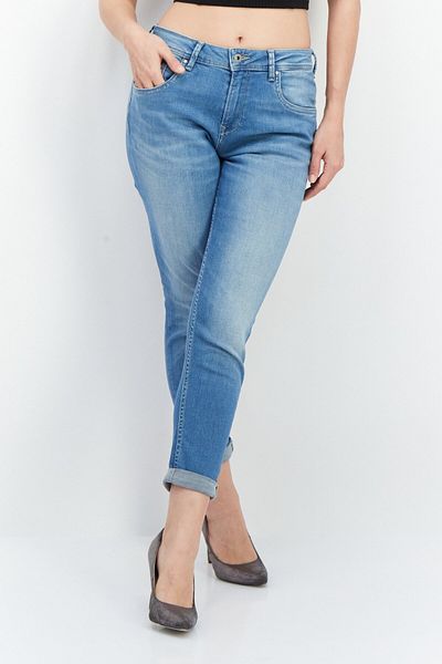Pepe Jeans Women Regular Fit Washed Denim Jeans, Blue
