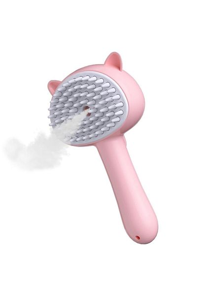 REDz Accessories Perie cu abur pentru animale de companie, buton de autocurățare, peri flexibili, roz