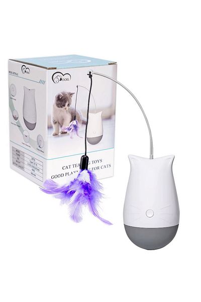 REDz Accessories Jucărie interactivă cu purici, pentru pisici, rotativă, baterie de 500 mAh, albă