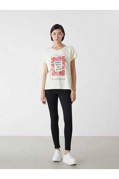LC Waikiki Tricou de damă cu imprimeu cu gât crew