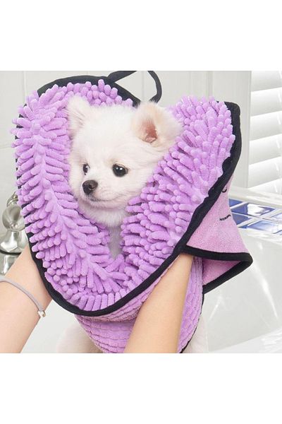 REDz Accessories Prosop pentru animale, super absorbant, buzunare pentru mâini, material textil, violet