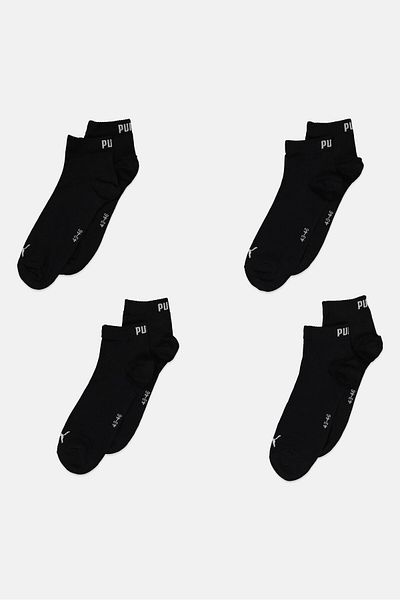 Puma Men 4 Pairs Brand Logo Quarter Socks, Black