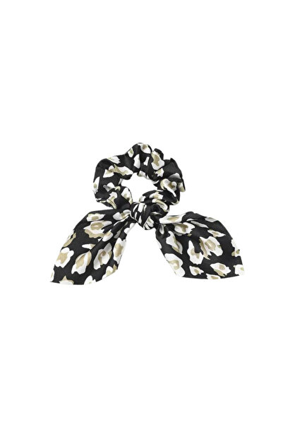 REDz Accessories Elastic de păr cu fundă, model leopard, satin, negru