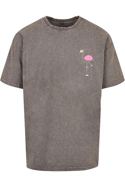 Merchcode Herren Flamingo Acid Washed Heavy Oversized Tee