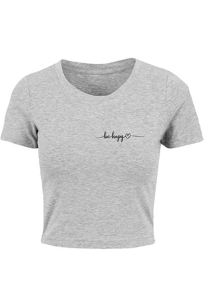 Merchcode Damen Ladies Be Happy Cropped Tee