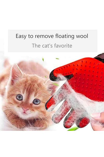 REDz Accessories Mănușă de periat animale, prindere cu velcro, reglabilă, cauciuc, roșie