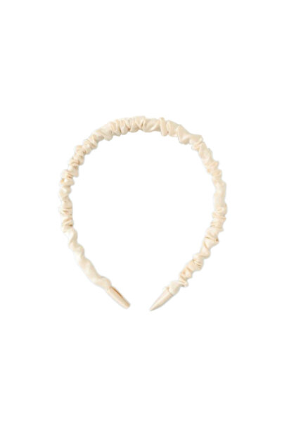 REDz Accessories Bentiță de păr din satin șifonat, model modern, crem