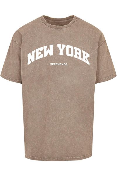 Merchcode Herren New York Wording - Acid Washed Oversize Tee