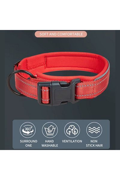 REDz Accessories Zgardă reflectorizantă pentru câini, mărimea S, reglabilă, nailon, roșie
