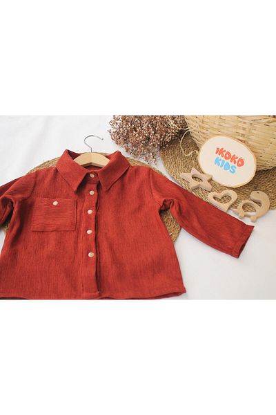 ikokokids Мъжка бежова кадифена риза