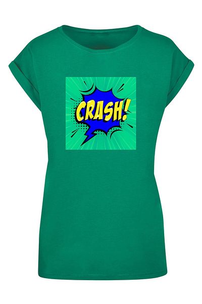 Merchcode Damen Ladies Crash Comic Extended Shoulder Tee