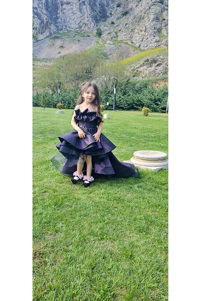 Shıne dresses Children's Junior Sweep Train Taffeta Purple Evening Dress Graduation Dress