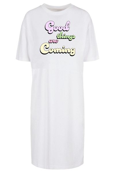 Merchcode Damen Ladies Good Things Oversized Slit Tee Dress