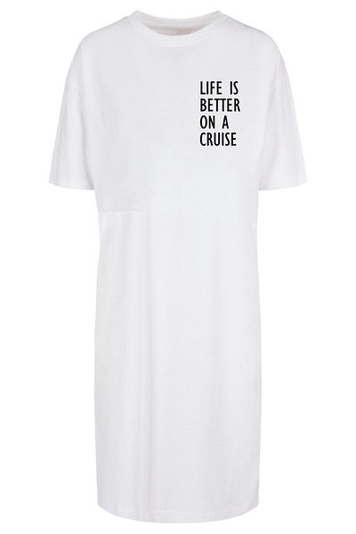 Merchcode Damen Ladies Life Is Better Oversized Slit Tee Dress