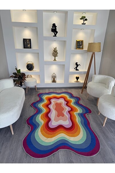 Rugs Modern Halı Opal Çok Renkli Asimetrik Desenli Dokuma Taban Modern Dekoratif Halı opal03