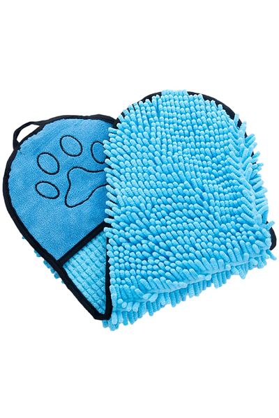 REDz Accessories Prosop pentru animale, super absorbant, buzunare pentru mâini, material textil, albastru