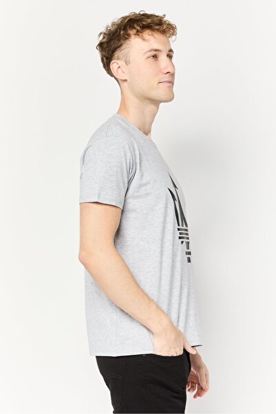 Maserati Men Crew Neck Short Sleeve Brand Logo T-Shirt, Grey
