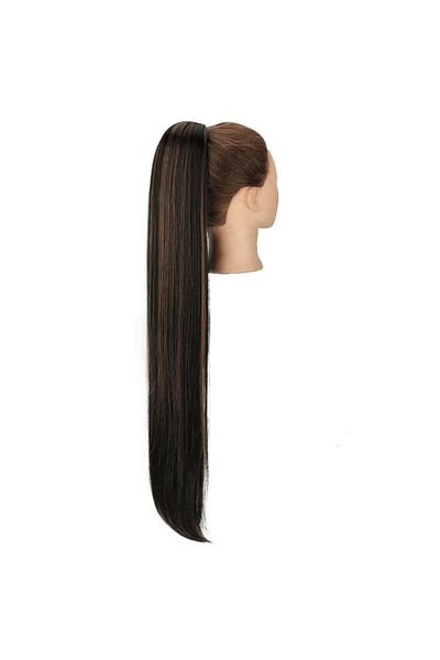 animis beauty Chocolate Satin Ponytail, 60 cm with bun attachment, Premium fiber with natural look