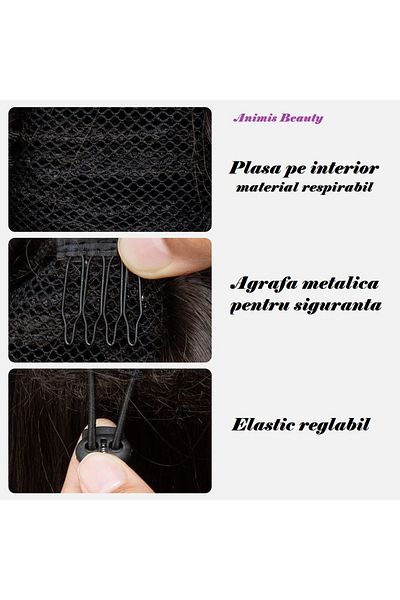 animis beauty Chocolate Satin Ponytail, 60 cm with bun attachment, Premium fiber with natural look