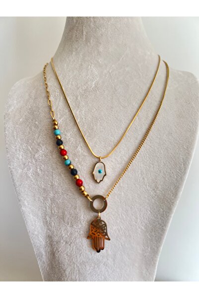 Enki Design Çelik Fatma Ana Eli Nazar Kolye