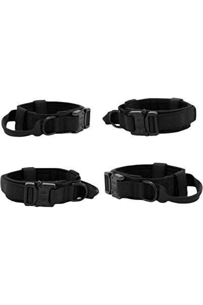 REDz Accessories Army Dog Collar, Control Handle, Size XL, Hedgehog and Buckle Closure, Textile, Black
