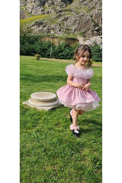 Shıne dresses Pink Elsa Cape Children's Costume Dress Evening Dress