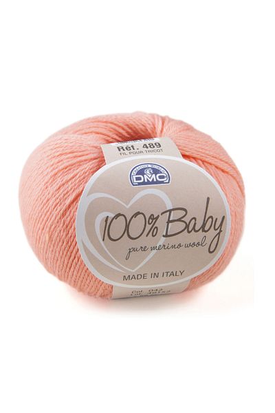 Dmc Wool yarn for knitting and crocheting 100% Baby Pure Merino Wool, 50g/225m, peach pink/42