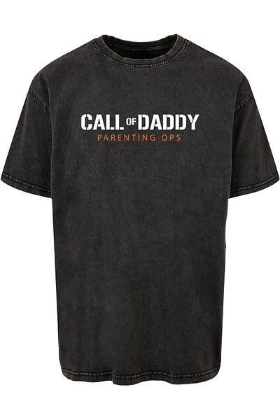 Merchcode Herren Fathers Day - Call Of Daddy Acid Washed Heavy Oversized Tee