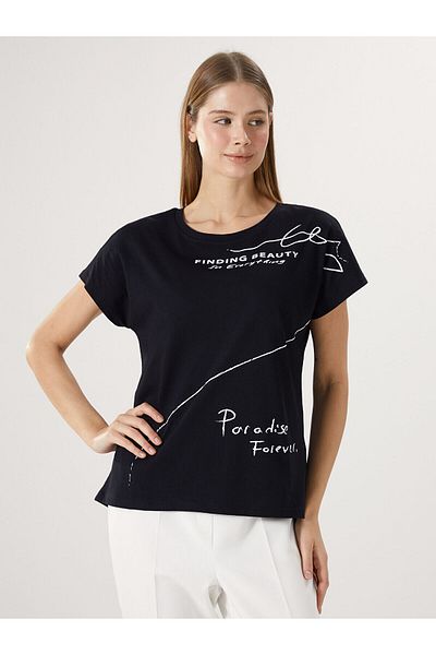 LC Waikiki Γυναικείο μπλουζάκι με στάμπα Crew Neck
