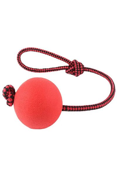 REDz Accessories Jucărie cu minge și sfoară, pentru câini, mărimea S, material textil, cauciuc, roșu