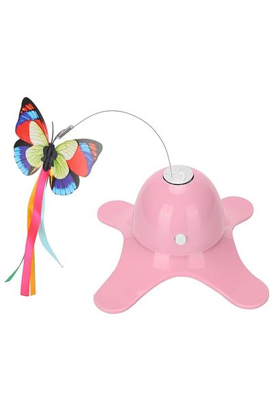 REDz Accessories Jucărie fluture pentru pisici, electrică și rotativă, strălucitoare în întuneric, roz