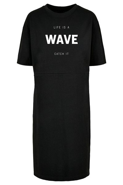 Merchcode Damen Ladies Summer - Life Is A Wave Oversized Slit Dress