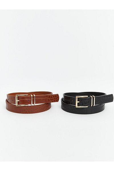 LC Waikiki Leather Look Women's Belt 2 Pack
