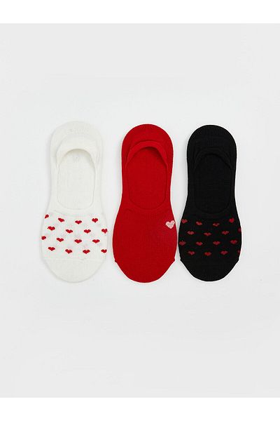 LC Waikiki Heart Patterned Women's Ballerina Socks 3-Piece