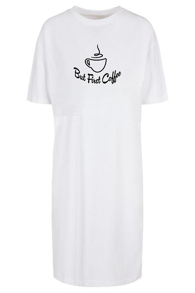 Merchcode Damen Ladies But First Coffee Oversized Slit Tee Dress