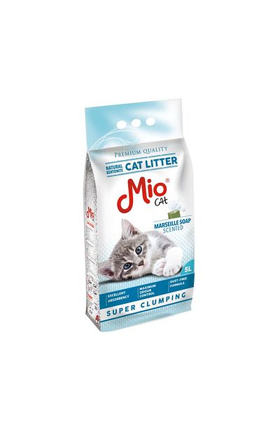 MİO Cat Litter❤️, Mio Cat, High Premium Bentonite, Marseille Soap Fragrance, Compact 5l