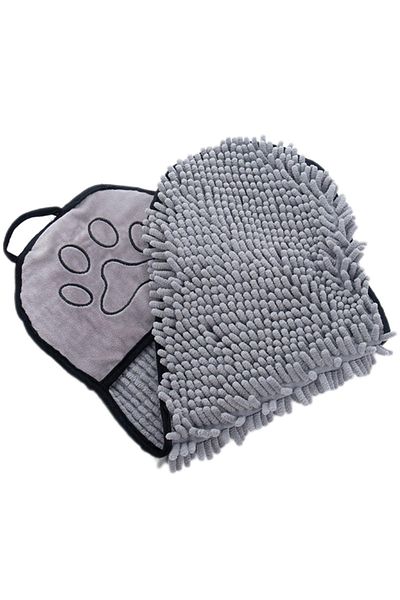 REDz Accessories Prosop pentru animale, super absorbant, buzunare pentru mâini, material textil, gri