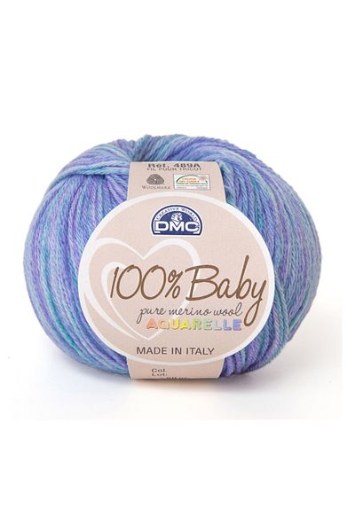 Dmc Wool yarn for knitting and crocheting 100% Baby Aquarelle Pure Merino Wool, 50g/225m, 1370