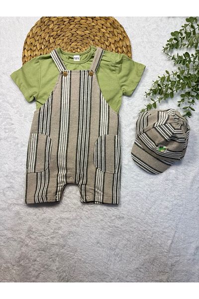 TİJK Baby Boy Hat and T-Shirt 3-Piece Jumpsuit Set