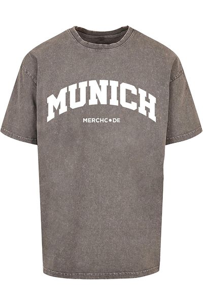 Merchcode Herren Munich Wording - Acid Washed Oversize Tee