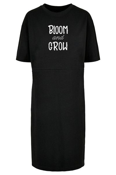 Merchcode Damen Ladies Spring - Bloom And Grow Organic Oversized Slit Tee Dress