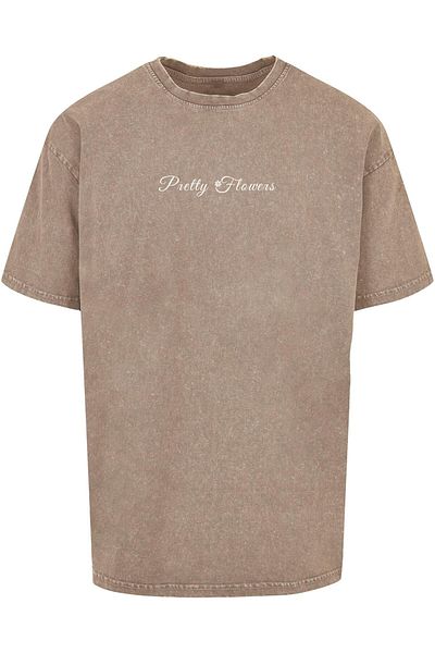 Merchcode Herren Pretty Flowers - Acid Washed Heavy Oversized Tee