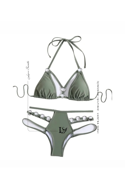 LUZZ SECRET'S EDITION YEŞİL LUXURY DESIGN & KUMAŞ METAL AKSESUARLI TASARIM Bİ...