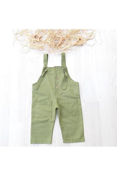 ikokokids Green Baby Boy Strappy Denim Salopet