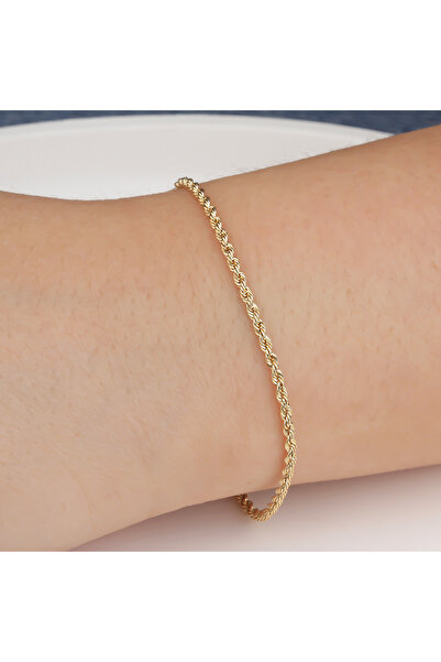 Glorria Altın 2 Mm Halat Burgu Zincir Bileklik
