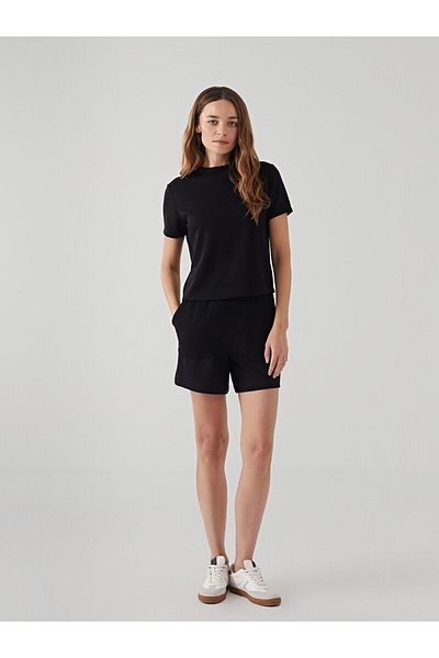 LC Waikiki Pantaloni scurți drepți pentru femei cu talie elastică