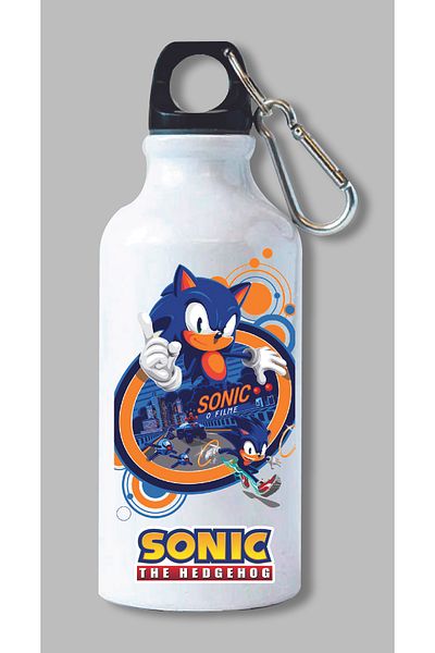 DKDZ SHOP Sonic Printed Water Bottle with Hook 600ml. - 023