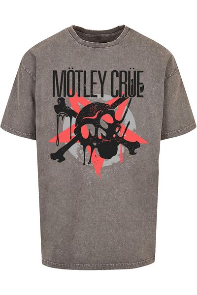 Merchcode Herren Motley Crue - Montage Skull Acid Washed Heavy Oversized Tee